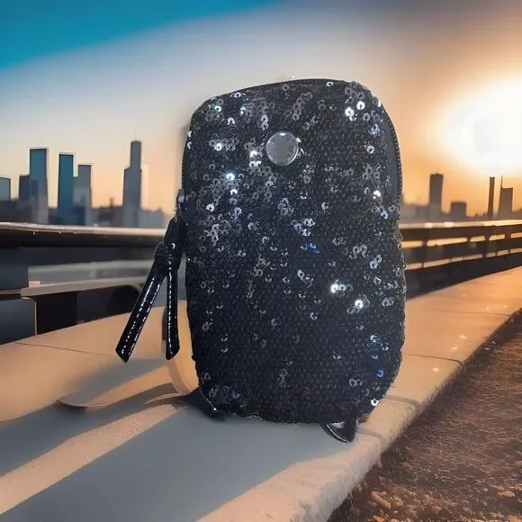 Bongo wristlet Black Sequins Party Nightclub Wallet Purse Festival Concert - Picture 3 of 5